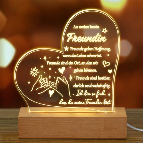 Fiada Beste Freundin Geschenke LED Acryl Nachtlicht Lampe | Freundin Geschenke Geburtstagsgeschenk Freundschaftsgeschenke Danke Geschenk Acryl Nachtlicht für Damen