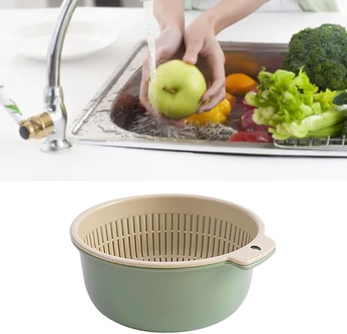 Basrs Set Scodelle per Scolapasta, Cestello di Scarico per Verdure in Plastica a Doppio Strato a Doppio Strato per Frutta e Verdura, Cestino di Scarico per Verdure in Plastica