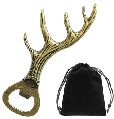 1 Décapsuleur En Bois De Cerf Et 1 Sac En Velours, Décapsuleur Créatif, Décapsuleur Cadeau, Décapsuleur En Métal Rétro
