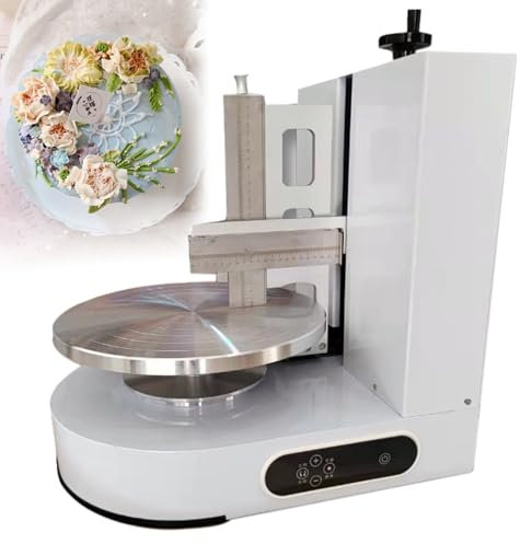Electric Cake Icing Machine 4-16 Inch for Stable Fast Cake Frosting Smoother Decorating 0-300 RPM Low Noise Automatic for Butter Cream,White