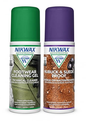 Nikwax FOOTWEAR CLEANING GEL NUBUCK & SUEDE PROOF Twin Pack, Technical Cleaner and Waterproofer for Nubuck & Suede Combination Footwear, 2 x 125ml