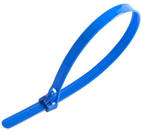 LEDSone Pack of 100, Blue Cable Ties, 450mm x 7.2mm Adjustable Nylon Zip Ties, 18 Multi-Purpose Releasable Plastic Tie Wraps, Secure Reusable for Tidy Wires Home Workshop and Garden