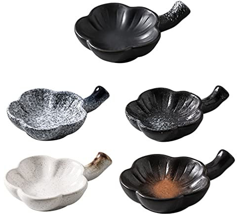 Supporto per bacchette Supporto per bacchette Piatto per salse Ciotola per immersione in ceramica 5 pezzi Piccoli piatti per contorni Cucchiaio Supporto per bacchette Supporto per forchetta Piatto per