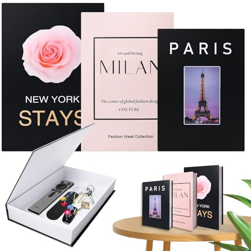 Lot de 3 livres décoratifs pour la décoration de la maison - Livre décoratif pliable - Boîte de rangement pour livre décoratif - Boîte de rangement pour café, hôtel