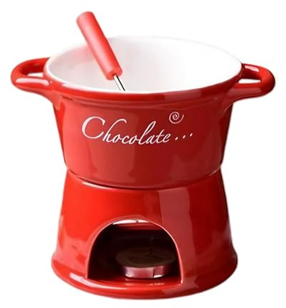 Chocolate Fondue Sets with Forks Ceramic Melting Pot Cup for Hot Cocoa Cheese Butter Heat-Resistant Chocolate Fondue Set for Kitchen Home Dessert Parties Gift for Chocolate Lovers