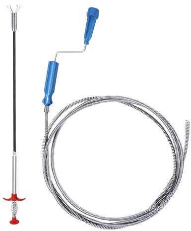 Redamancy Sonda sturatubi 2 Pezzi,3m Stura lavandini e scarichi, Coclea di Drenaggio,per Stura Lavandini, Scarichi, WC Professionale -Molla per Tubature Ostruite