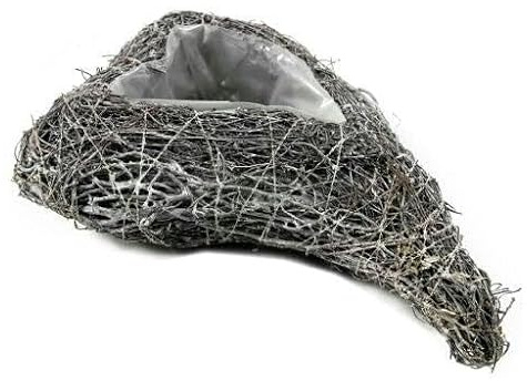 Pflanzherz - Pflanzkissen - Pflanzschalen - Pflanzkränze aus Naturreben - Mit Folie - Für würdevolle Trauerfloristik, Grabschmuck & Zeitlose Dekoration (Pflanzherz 35 x 26 cm Grau)