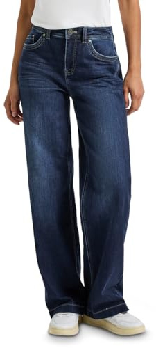 Street One 3715674 Jeans a Gamba Larga, Deep Indigo Soft Washed, 25W x 30L Donna