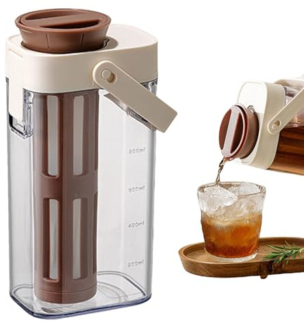 fría – Tarro de café de 1000 ml | Taza portátil para café | Botella de infusión fría a prueba de fugas | Contenedor de bebidas con filtro de malla fina para té, bebida