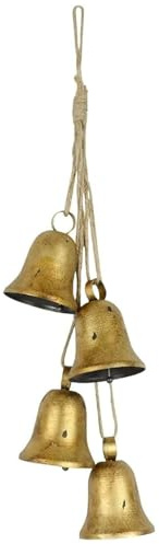 1 sträng julklockor för dekoration guld vintage mässingsklockor med juterep för att hänga robusta julklockor prydnader för trädslitage dörrdekorationer