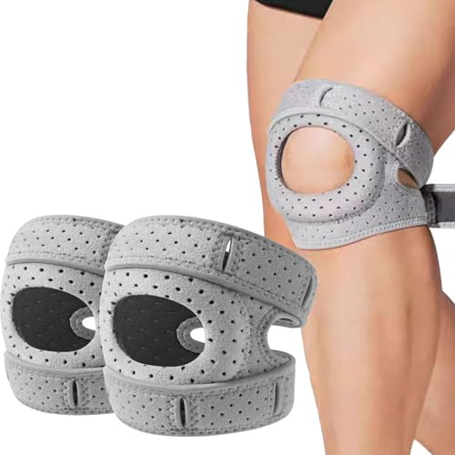 DOHUG Genouillère 2.0, Genouillere Arthrose Genou Eco Patch, Support de Genou OrthoRotule, Réglable Genouillères Ortho Rotule, pour les Coureurs, Tennis, Arthrite Rotule - 2pcs (Gris)