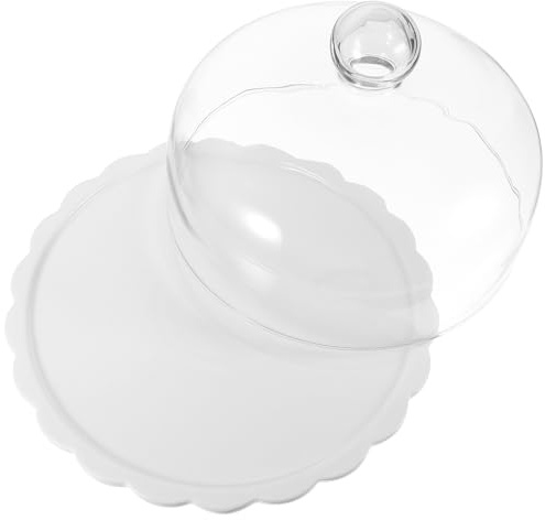 GARVALON Alzatina per Dolci in Ceramica con Campana in Vetro Trasparente Piatto per Torte e Dessert Vassoio Elegante per Buffet e Feste