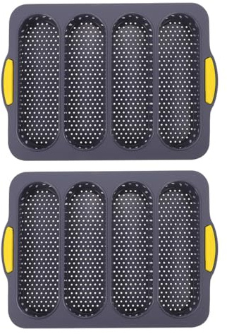 ROMISBABA 2 pièces Moule à Baguette Four Compartiments Silicone Antiadhésif Pratique Résistance Chaleur pour Cuisson Maison