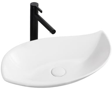 KYYRNY Bathroom Sinks, Artistic Basin, Ceramic, White Vessel Sink, Small Washbasin Suitable for Bathrooms, Cloakrooms, and Toilets - 675 x 405 x 110MM