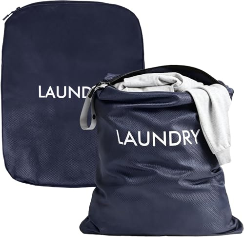 2 bolsas de lavandería de viaje, 45 x 60 cm, impermeables, con cremallera, plegables, reutilizables, para viajes, vacaciones, casa