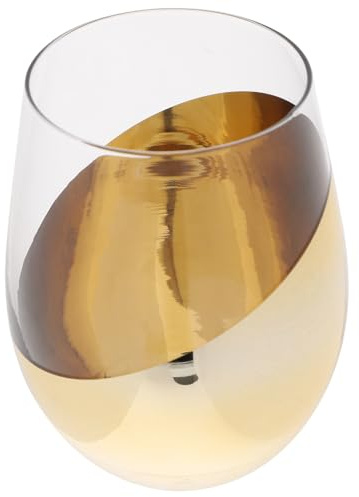 GETAJGHSD Bicchiere da Vino senza Stelo Nero e Oro, Bicchiere da Whisky e Cocktail in Vetro Elettroplaccato, per Bar, Ristoranti e Feste, Decorativo e Resistente