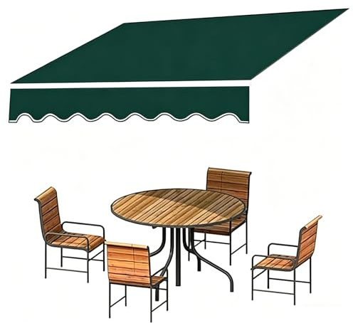 Patio Lona de Repuesto Retráctil para Toldo (sin Marco), Cubierta de Refugio de Sombra Impermeable Lona de Poliéster de Toldo Verde para Exterior(280x250cm)
