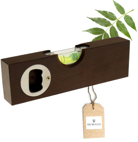 Balance à bulle en bois 15 cm - 1 pièce - Avec décapsuleur - Mesure précise avec petite balance de maçon - Appareil de mesure pratique