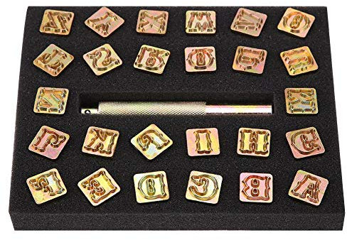 Hztyyier 26Pcs Leder Stanzbuchstaben, Buchstabenprägewerkzeuge A-Z für personalisierte Gürteltaschen-Dekoration
