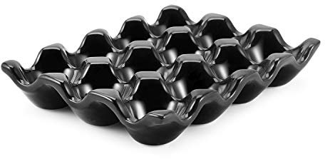 Flexzion Portauovo in ceramica per 12 tazze: porta uova in porcellana intera dozzina porta uova contenitore, portaoggetti, organizer, portauova decorativo, piatto da portata per frigorifero, piano di