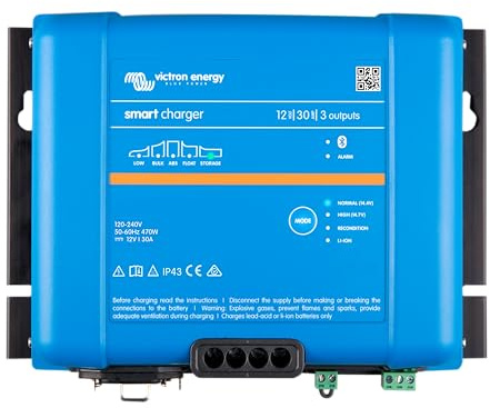 Victron Energy Smart IP43 12-Volt 30 Amp 230V, 3 Output Batterie Ladegerät, Bluetooth