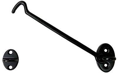 QCAA Robuster Türhaken aus massivem Messing, 15,2 cm, mattschwarz, 1 Stück