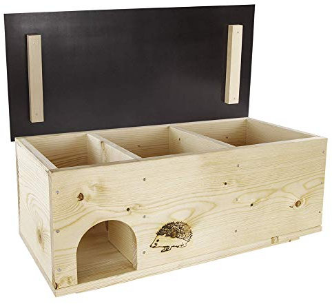 N/A XXXL Igelhaus Igelhotel Igelhütte Futterhaus für Igel Igelfutterhaus Natur aus Vollholz 78cm x 38cm x 30cm