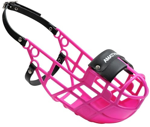 AMATHINGS - Museruola modello Super Kennel Soft con nasello imbottito, ideale per ruota libera, prato, cigna, canottiera, gara (rosa)