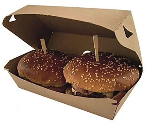Boîtes hamburger en carton coloris kraft brun 24 * 14 * 7cm lot de 300