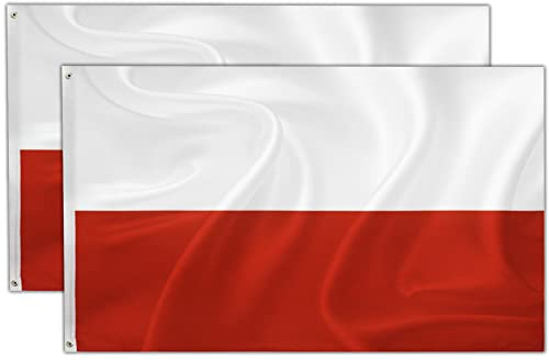 2 Stück Polen Fahne | Flagge Polen | Wetterfeste Polnische Flagge mit Messing-Ösen | Fahne Flagge Polen Poland PL | 90 x 150 cm | Kräftige Farben | Top Qualität