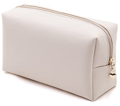MOTT 50 Kleine Leder-Make-up-Tasche, Federmäppchen, Kulturbeutel, Lippenstiftetui, wasserdichte Reise-Make-up-Geldbörse, Handtasche, Kosmetiktasche für Frauen und Mädchen, beige