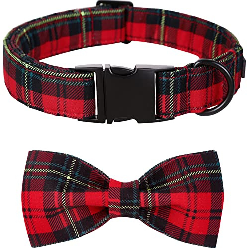 lionet paws Weihnachten Weich Baumwolle Fliege Hundehalsband mit Metall Verschluss Einstellbare Christmas Halsbänder für Kleine Hunde, Hals 25-40cm
