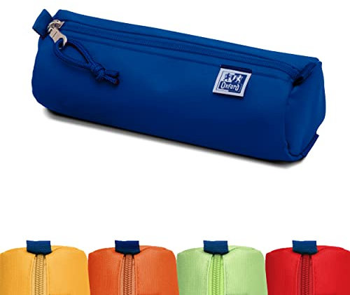 Oxford Federmäppchen für Mädchen und Jungen, Ø 7 cm rund, groß, langlebig, blau