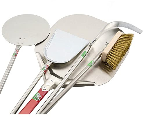 GIEMME Set complet de PELLES à PIZZA en aluminium et acier - Lot professionnel de Pelles pour four à bois