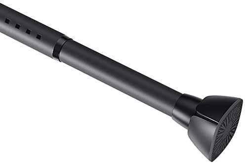 LOLYPOT Gardinenstange Ohne Bohren, Verstellbare Duschvorhangstange, Klemmstange, Vorhangstange, Feder Spannstange, Kleiderstange, 160-210cm, Schwarz