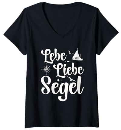 Damen Lebe Liebe Segel Segelschiff Skipper Kapitän Segeln & Segler T-Shirt mit V-Ausschnitt