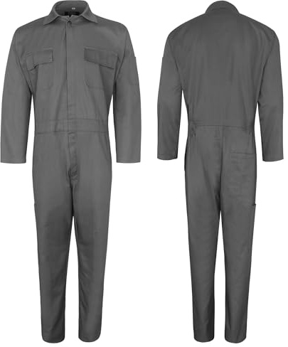 Orika Men's Gray Coverall Boiler Suit - Heavy duty and Lightweight with 2 way Front Zip - for Professionals, Mechanics, Workshop, Painters, Decorators and Builders.