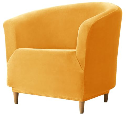 ZRCYXDW Samt Club Chair Schonbezug, Elastisch Tub Chair Cover Weicher Rutschfester Verschleißfest Sesselhusse Maschinenwaschbar Für Wohnzimmer-gelb-1 Stück