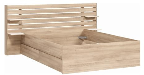 Bett mit Stauraum - 140 x 190 cm - Holzfarben - TENALIA II