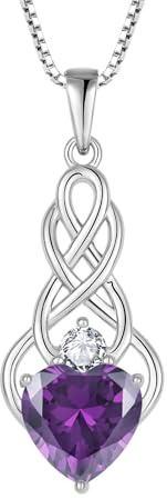 FJ Collana Nodo Celtico Irlandesi in Argento Sterling 925 Collane con Ciondolo Infinito con Pietre Portafortuna Gioielli Regalo per Donna