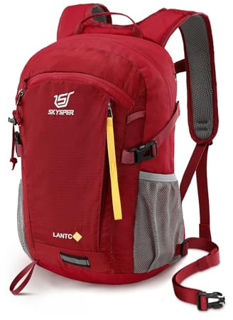 SKYSPER Leicht Wanderrucksack 20L Klein Rucksack mit Rückenbelüftung | Trekkingrucksack aus atmungsaktivem 3D Air Mesh Polyester Wandern Tagestouren Reisen Camping Outdoor