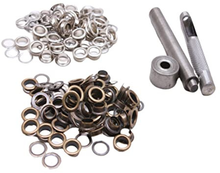 SHINEOFI 100set Sturdy Brass Eyelet Button Kit Craft Eyelet Punch Tool Set for DIY Jewelry Making Supplies Colors