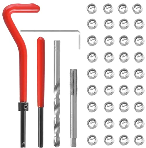 DMNQ 40 Pièces Helicoil M6 Filet Rapporté Set Kit de réparation des Filetage de Type Helicoil M6 Kit de Réparation de Filetage pour Entretien Quotidien Automobile Perceuse Moteur