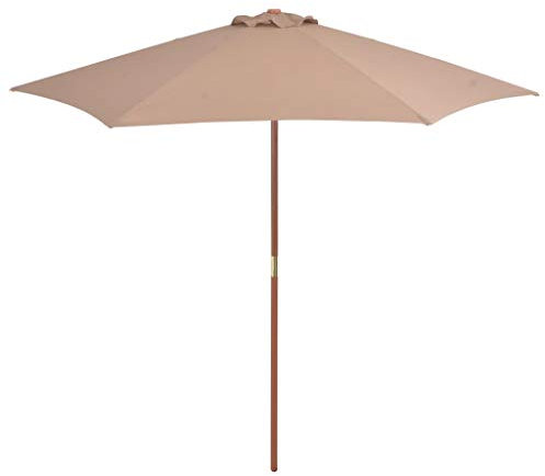 Gecheer Sonnenschirm Balkonschirm Gartenschirm Sonnenschirm Strand mit Holz-Mast 270 cm Taupe