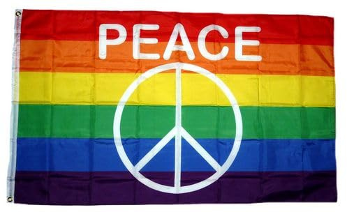 Fahne/Flagge Regenbogen Peace Symbol 90 x 150 cm