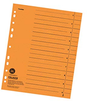 Original Falken 500er Pack Trennblätter. Made in Germany. Aus Recycling-Karton für DIN A4 orange Trennlaschen Trennblätter Ordner Register Kalender Blauer Engel