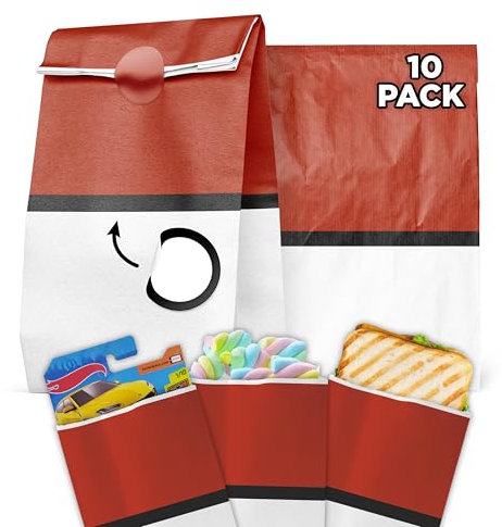 Geschenktüten für Kindergeburtstag mit speziellem Design, Kraftpapiertüten, Kindergeburtstagstüten, Süßigkeitentüten mit Thema (10 Tüten/20 Aufkleber)