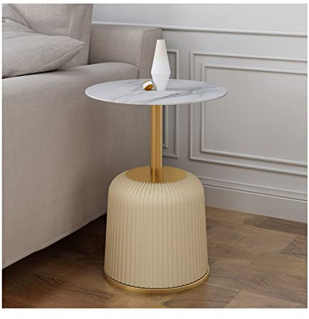 Coffee Table Round Side Table Home Living Room Sofa Side Decoration Small Coffee Table Bedroom Slate Bedside Table Office Mini Stainless Steel End Table Sofa Side End Table (Color : Gold) Full