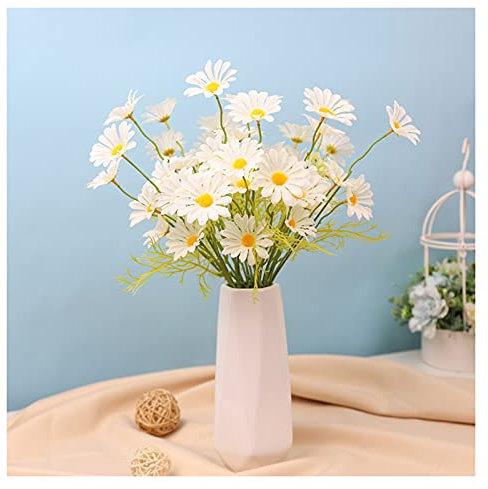 QTYQWC Künstliche Blumenpflanzen, Blumenarrangement zum Selbermachen, künstliche Blumen und Vasen, künstliche Blumen, 10 Stück, Kamillen, kleine Gänseblümchen, künstliche Blumen, Frühlingsausflug,