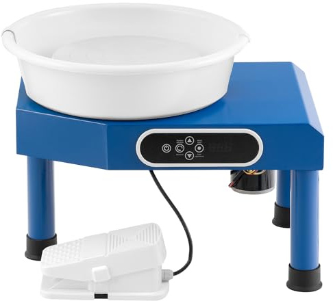 SEVICO Elektrische Töpferscheibe Maschine 350W Fußantrieb 0-300 U/MIN Tonspinnrad 25CM Formmaschine mit Töpferwerkzeugen und Schürze für Töpferanfänger, Töpferstudio